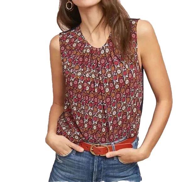 Vanessa Virginia/Anthropologie Tops - Anthropologie Vanessa Virginia Wanderlust Top LARGE Sleeveless Keyhole Neck